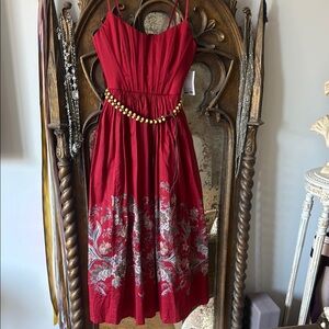 Zimmermann Rhiannon Corset Midi Dress Red Paisley NWT Size 1